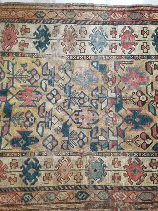 Antique caucasian kazak scatter rug circa 1900, size122×87cm.                         