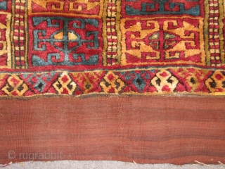 most unusual rug i ever saw.one of my favorite(one of my darlings) from my private collection.it has all the right colours.right age.each colour in this piece is something.i get too happy when  ...