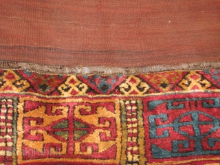 most unusual rug i ever saw.one of my favorite(one of my darlings) from my private collection.it has all the right colours.right age.each colour in this piece is something.i get too happy when  ...