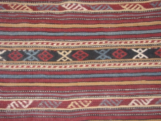 Wonderful Anatolian Kilim.it has some extra beautifull jijim ebroidery,too.wool on wool.good age.please feel free to contact me.Thank you.               