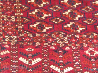 Top Piece.fantastic Turkoman Chuval(Salor?)this piece is in perfect condition.top quality wool and too many knots.it has great colours.it is a real collector piece.good luck         