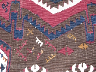 Super Kilim.it has great weave,colours,wool also condition.white is cotton and the rest is all hand-spun wool.an art piece.please feel free to contact me.thank you         