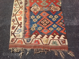 Turkish/ Konya Frangment kilim, Early 19th century . Size 2'9x9 ( 83x275 cm)                    