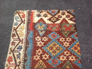 Turkish/ Konya Frangment kilim, Early 19th century . Size 2'9x9 ( 83x275 cm)                    