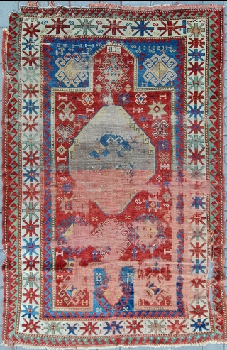Size : 120x180 cm,
Old kazakh .
 If you do not get an answer when you ask directly, my alternative e-mail address is; arisoylarmobilya@gmail.com vintagerugsra51@gmail.com . There may be a system error, i  ...
