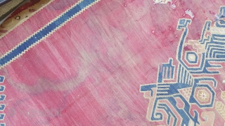 Size : 330x400 (cm). 
19th Century Westanatolia ushak Kilim Fragment mounted on linen                    