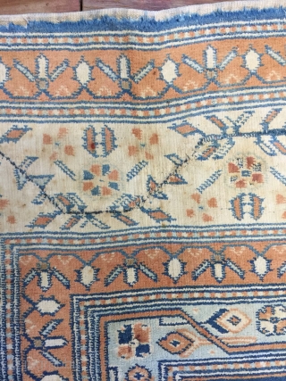 Antique handmade Rare Indian Agra rug,full cotton,lovely design and colours,good pile,All in natural,somewhere is old repaired,
Around 80 years old,Summer Rug,Size:220cm by 137cm           