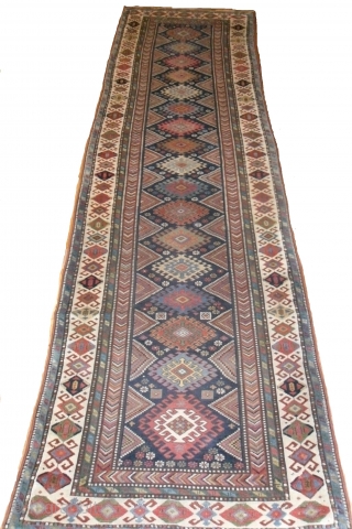 Antique Caucasian Shirvan Runner, 12.8 x 3.4 ft, 19th Century, good condition, as found. www.rugspecialist.com                  