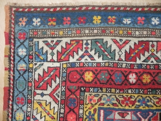 Antique Caucasan Kazak Runner, 3.2 x 9.5 ft (97x290 cm), 19th century, delightful colors, soft and shiny wool.. 
I will be exhibiting at Stand A15/1, Hall 21 in Domotex between 14-17 January;  ...