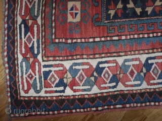 Caucasian Karachov Kazak Rug, 5.8x 7.1 ft, late 19th Century, good condition, as found. www.RugSpecialist.com, Gallery: Binbirdirek Mah, Peykhane Cd, Ucler Sk, Ersoy Han, 48/2, Sultanahmet, Istanbul, 34122, Turkey. (By Appointment)  