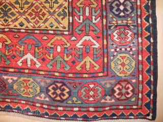 Antique Caucasian Gendje Kazak Long Rug, 8.8 x 4.5 ft (268x136 cm), Excellent Condition, late 19th Century.                