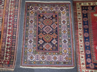 Antique Caucasian Shirvan Rug, Dated 1298 (1881 ad), 3.8 x 5 ft, excellent condition as found, great colours, especially the yellow..            