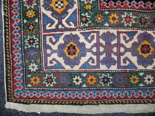 Antique Caucasian Shirvan Rug, Dated 1298 (1881 ad), 3.8 x 5 ft, excellent condition as found, great colours, especially the yellow..            