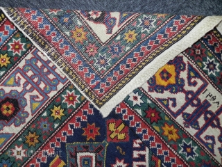 Antique Caucasian Shirvan Rug, Dated 1298 (1881 ad), 3.8 x 5 ft, excellent condition as found, great colours, especially the yellow..            