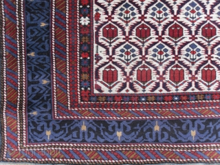 Antique Caucasian Shirvan Rug, 63x53 inches, excellent condition, late 19th century.                      