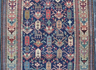 Caucasian Akstafa Prayer Rug, Excellent Condition and Fabulous Colours, full pile, 66x34 inches(167x86 cm), sec half 19th Century. Please ask for a Free CD containing images of some 150 antique Caucasian Rugs  ...