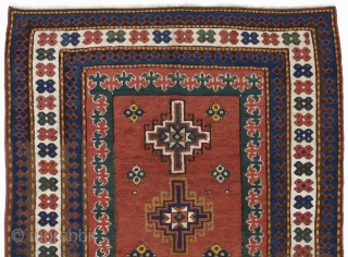 Caucasian Kazak Rug, 4'2" by 7'7" (128x230 cm), late 19th Cen.
                      