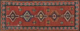 Caucasian Kazak Rug, 4'2" by 7'7" (128x230 cm), late 19th Cen.
                      