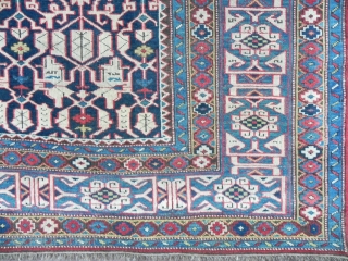Dated 1866! Antique Caucasian Kuba Konaghend Rug, very finely woven, clearly produced by a master waeaver, 4.3 x 5.10 ft (131x183 cm), ends professionally rewoven by one cm, otherwise in Excellent Original  ...