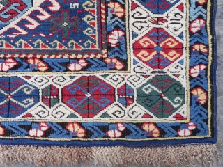 Antique NE Caucasian Kuba Runner, 3.6x9.5 ft (110x290 cm), Excellent original condition, full pile, late 19th century.                