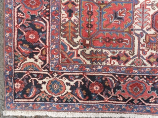 A Persian Heriz Carpet, 335x255 cm (10.1 x 8.4 ft), excellent condition, full pile, no repairs, needs a light wash, ca 1930. www.rugspecialist.com          