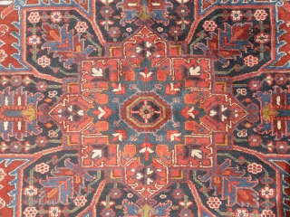 A Persian Heriz Carpet, 335x255 cm (10.1 x 8.4 ft), excellent condition, full pile, no repairs, needs a light wash, ca 1930. www.rugspecialist.com          