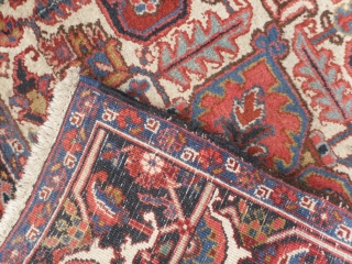 A Persian Heriz Carpet, 335x255 cm (10.1 x 8.4 ft), excellent condition, full pile, no repairs, needs a light wash, ca 1930. www.rugspecialist.com          