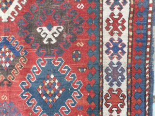 Caucasian Kazak Rug, as found, in very good condition, good pile and great colours (especially the purple), no repairs, mid 19th century.           