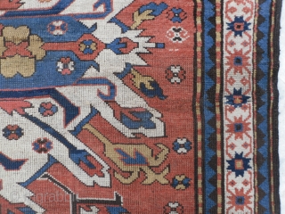 Antique Caucasian Chelaberd (so called Eagle Kazak) Rug from Karabagh, 6.9 x 5.5 ft,  rare single medallion design, very good condition with near full pile, one small old crease repair in  ...
