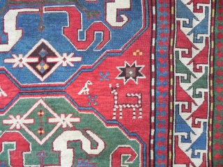 Antique Caucasian Chondzoresk (Cloudband) Rug, 4.5x6.8 ft, late 19th Century. Please email to get a cataloque showing highlights from our current inventory.  www.rugspecialist.com         