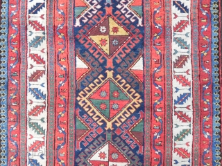 East Caucasian long Rug, 7.10x3.11 ft (245x122cm), Excellent Condition with full pile, second half 19th Century,                 