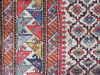 Antique Caucasian Kuba Rug, 4.11x3.5 ft (150x107 cm) , late 19th century, good condition.                   