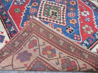 A Cute Antique Caucasian Kazak (Karabagh) Rug with a nice drawing and well balanced design, attractive colors, 4x6 ft (122x184cm) 19th century.           