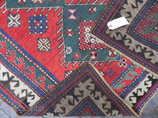 Antique Caucasian Borchalo Kazak Rug, 3.11x3.7 ft (120x113 cm), late 19th Century.                     