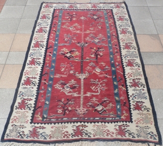 Sharkoy Kilim, Eastern Europe, second half 19th Century, 200x129 cm, good condition, original as found.  www.RugSpecialist.com, Binbirdirek Mah, Peykhane Cad, Ucler Sokak, Ersoy Apt, No 48/2, Sultanahmet, Istanbul, Turkey. since 1991. 