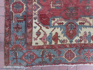 Persian Heriz Carpet, 11 x 9.9 ft (336x300 cm), late 19th Century, Original as found, needs some repair as seen, comes from a NY estate.  www.RugSpecialist.com , Binbirdirek Mah, Peykhane Cad,  ...