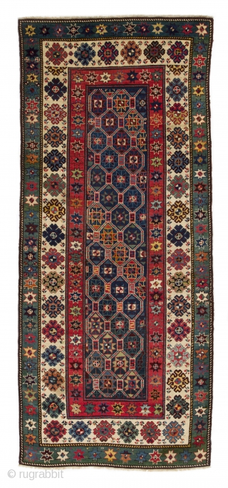 Talish Runner, 4 x 9 Ft  (121x275 cm), ca late 19th Century. Very good condition with even medium pile, all natural dyes,  
looks like both ends' guard stripes were professionally  ...