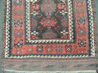 Baluch Rug, 19th Century, 1.04 x 1.81 m (3'5" x 5'11"). Original good condition despite some oxidation to the blacks.     www.rugspecialist.com        