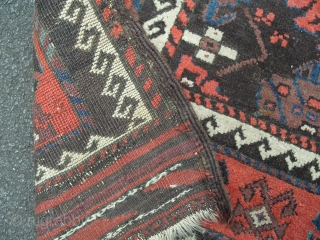 Baluch Rug, 19th Century, 1.04 x 1.81 m (3'5" x 5'11"). Original good condition despite some oxidation to the blacks.     www.rugspecialist.com        