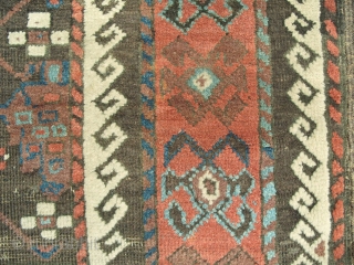 Baluch Rug, 19th Century, 1.04 x 1.81 m (3'5" x 5'11"). Original good condition despite some oxidation to the blacks.     www.rugspecialist.com        