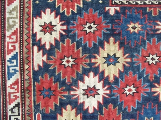 Caucasian Shirvan Kuba Rug with unusual design and proportions (original), 56x43 inches (142x109 cm), late 19th Century, good condition and colours.  www.rugspecialist.com          