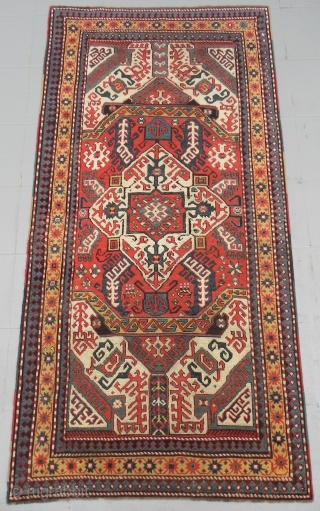 A Caucasian Karabagh Kasim Ushag Rug, 4 x 7.5 ft (122x229 cm), 19th Century.                   