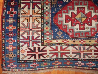 Antique Caucasian Kazak Rug, excellent condition, full pile, no repairs.                       