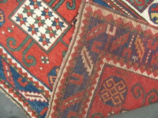 Caucasian Karachov Kazak Rug in exemplary condition with unusual design elements, glorious natural dyes, good pile, all original. ca 1875, Size: 1.55 x 2.03 m (5'1" x 6'8"), A Top of the  ...