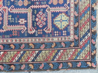 Caucasian Kuba Karagashli Rug, 19th Century, great colours and well executed design, original as found, good overall condition, no repairs but needs minor in the ends and selvedges.     
