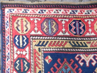 A Distinctive Antique Caucasian Kazak Runner with beautiful colors and soft lustrous wool, 3.4x9.4 ft (104x287 cm), late 19th century.             