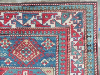 Caucasian Kazak Rug, 3.11 x 7.9 ft. Delightful colours, soft, lustrous and full pile, 19th century,                 