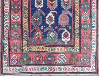 Caucasian Gendje Kazak Rug, 261x114 cm, second half 19th century, excellent condition and great colours.                  