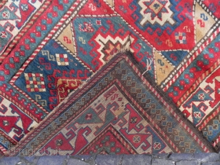 Caucasian Kazak Long Rug, 239x118 cm (7.8x3.8 ft), second half 19th Century, as found, Full pile and great colours.              
