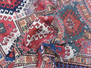 Antique Caucasian Borchalo Kazak Rug, 253 x 157cm, 19th Century, overall in good condition, needs minor restoration of the scattered worn areas. www.rugspecialist.com          